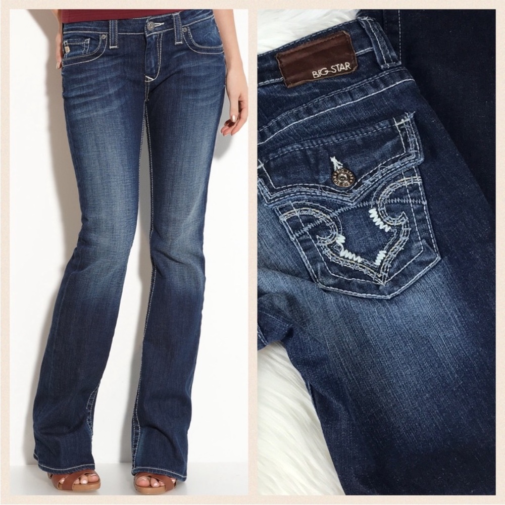 Big Star Remy Flap Pocket Bootcut Jeans Low Rise Medium Wash Size 30 Inseam 32